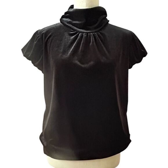 Vintage 90’s Necessary Objects Black Velvet Bubble Sleeve Top L - Picture 1 of 8